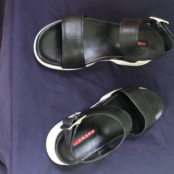 Prada Blk Open Toe Leather Sandal 39 - Picture 15 of 16
